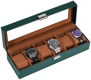 Watch Box, 6 Slot Mens Watch Display Case, MidnightGreen Watch Box, 6 Slot Mens Watch Display Case, MidnightGreen