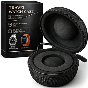 Travel Watch Case for Men: Hard Shell Single Watch Storage Box up to 50mm Travel Watch Case for Men: Hard Shell Single Watch Storage Box up to 50mm