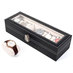 Watch Box for Men,6 Slot Mens Watch Case with Large Glass Lid,Watch Storage Box Watch Holder Organizer,Watch Display Case for Men & Women Gift Watch Box for Men,6 Slot Mens Watch Case with Large Glass Lid,Watch Storage Box Watch Holder Organizer,Watch Display Case for Men & Women Gift