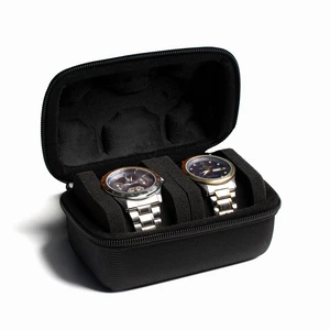 2 slot Hard Watch Travel Case, Watch Roll Case Storage and Organizer for Men and Women, with anti-move watch pillow (Black fabric 2 slot) 2 slot Hard Watch Travel Case, Watch Roll Case Storage and Organizer for Men and Women, with anti-move watch pillow (Black fabric 2 slot)