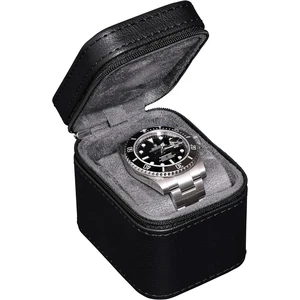 Single Watch Travel Case | Compact PU Leather Protective Box with Microsuede Interior | Fits Watches & Smartwatches Up to 55mm (Black/Grey) Single Watch Travel Case | Compact PU Leather Protective Box with Microsuede Interior | Fits Watches & Smartwatches Up to 55mm (Black/Grey)