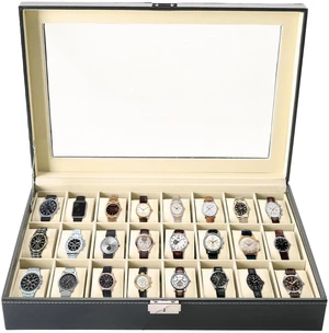 24 Slot Watch Box with Glass Display Lid Watch Storage Case 24 Slot Watch Box with Glass Display Lid Watch Storage Case