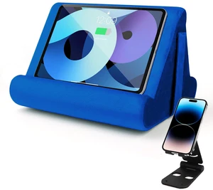 Universal Multi-Angle Tablet Holder - Soft Pad Stand with Net Pocket & Phone Stands for Lap, Knee, Sofa and Bed Phone Pad Stands(Blue) Universal Multi-Angle Tablet Holder - Soft Pad Stand with Net Pocket & Phone Stands for Lap, Knee, Sofa and Bed Phone Pad Stands(Blue)