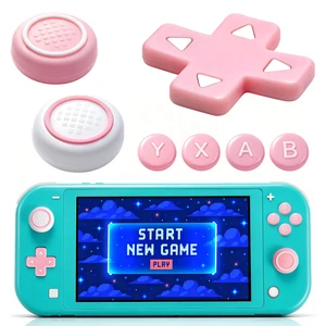 Cute Silicone Cross D-Pad Button Caps Silicone Thumb Grips Set Compatible with Nintedo Switch lite 2019,ABXY Key Buttons Sticker Joystick Cover Caps (Circle) Cute Silicone Cross D-Pad Button Caps Silicone Thumb Grips Set Compatible with Nintedo Switch lite 2019,ABXY Key Buttons Sticker Joystick Cover Caps (Circle)