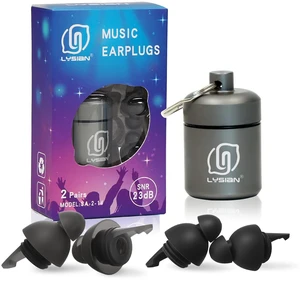 High Fidelity Concert Ear Plugs, 23dB, 2 Pairs with Case, Black | Lowers the volume without muffling speech; discreet and reusable for gigs, DJ sets, bars and drumming High Fidelity Concert Ear Plugs, 23dB, 2 Pairs with Case, Black | Lowers the volume without muffling speech; discreet and reusable for gigs, DJ sets, bars and drumming