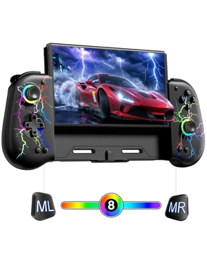 Switch Controllers for Switch/OLED, with Hall Effect Joystick Black | Macro Programming, RGB Lighting, Wireless, Turbo, 6-Axis Gyro, Vibration, Kickstand, Ergonomic Grip Joypad, 4 Game Slot Switch Controllers for Switch/OLED, with Hall Effect Joystick Black | Macro Programming, RGB Lighting, Wireless, Turbo, 6-Axis Gyro, Vibration, Kickstand, Ergonomic Grip Joypad, 4 Game Slot