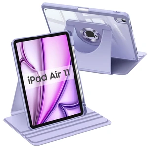 Rotating Case for iPad Air 11-inch & iPad Air 5th/4th Gen 10.9 inch | 360° Swivel Stand, Portrait & Landscape Viewing, Clear Hard PC Back Cover, Pencil Holder, Purple Rotating Case for iPad Air 11-inch & iPad Air 5th/4th Gen 10.9 inch | 360° Swivel Stand, Portrait & Landscape Viewing, Clear Hard PC Back Cover, Pencil Holder, Purple
