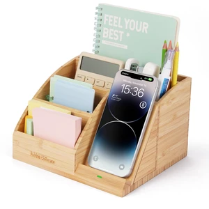 Bamboo Pen Holder for Desk & Nightstand Organizer with Fast Wireless Charging for iPhone, Samsung & More Office Desk Accessories for Men/Women (Natural) Bamboo Pen Holder for Desk & Nightstand Organizer with Fast Wireless Charging for iPhone, Samsung & More Office Desk Accessories for Men/Women (Natural)