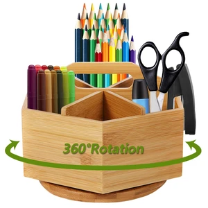 Bamboo Art Supply Organizer, Rotating Pencil Pen Holder, Office Supplies Desktop Storage Caddy, Like Colored Pencils, Pen, Markers, Paint Brushes Bamboo Art Supply Organizer, Rotating Pencil Pen Holder, Office Supplies Desktop Storage Caddy, Like Colored Pencils, Pen, Markers, Paint Brushes