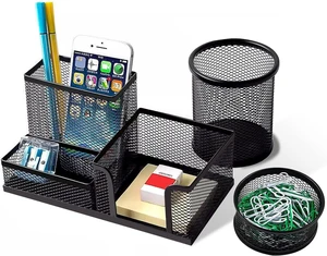 Pen Holder for Desk, Desk Organizers Set-3 Compartments Mesh Pencil Holder with Pencil Pen Cup and Paper Clip holder, Desk Accessories for Marker Craft, Ideal Office School Supplies(3 pack, Black) Pen Holder for Desk, Desk Organizers Set-3 Compartments Mesh Pencil Holder with Pencil Pen Cup and Paper Clip holder, Desk Accessories for Marker Craft, Ideal Office School Supplies(3 pack, Black)