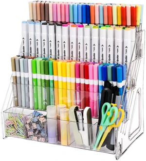 Acrylic Marker Organizer 4 Tier 20 Compartments for Pens, Markers, Art Supplies & Office Essentials Clear Vertical Desk Storage for Home, Office & School Acrylic Marker Organizer 4 Tier 20 Compartments for Pens, Markers, Art Supplies & Office Essentials Clear Vertical Desk Storage for Home, Office & School