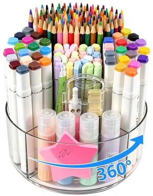 430pcs Acrylic Pencil Holder Marker Organizer 360-Degree Rotating | 5.9 inch higher, durable acrylic made,multipurpose 5 square slots, large capacity for holding 430pcs pencils or 200pcs pens 430pcs Acrylic Pencil Holder Marker Organizer 360-Degree Rotating | 5.9 inch higher, durable acrylic made,multipurpose 5 square slots, large capacity for holding 430pcs pencils or 200pcs pens