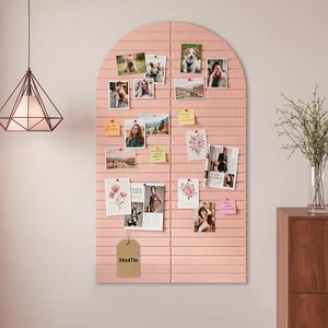 48"x24" Large Arched Felt Bulletin Board,6-Pack Boho Bulletin Board,30 Push Pins,Pink 48"x24" Large Arched Felt Bulletin Board,6-Pack Boho Bulletin Board,30 Push Pins,Pink