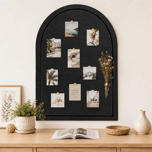 Arched Felt Bulletin Board 24"x18", Decorative Pin Board for Wall, Black | 0.35" thick modern black felt bulletin board with hooks for photos, notes, vision boards and stylish office wall organization Arched Felt Bulletin Board 24"x18", Decorative Pin Board for Wall, Black | 0.35" thick modern black felt bulletin board with hooks for photos, notes, vision boards and stylish office wall organization