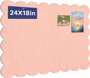 Scalloped Bulletin Board 24 x 18 Inches Felt Pin Board, Pink | Decorative Cute Cork Alternative for Home Office Wall, Foldable Self Adhesive Display Vision Board for Photos with Push pins Scalloped Bulletin Board 24 x 18 Inches Felt Pin Board, Pink | Decorative Cute Cork Alternative for Home Office Wall, Foldable Self Adhesive Display Vision Board for Photos with Push pins