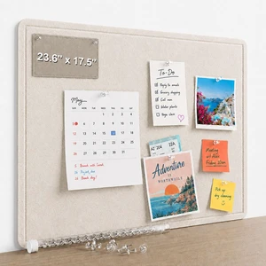 Beige Small Felt Bulletin Board for Wall 24 x 18 Inch Frameless | Foldable shipping with easy mounting for notes photos and planning Beige Small Felt Bulletin Board for Wall 24 x 18 Inch Frameless | Foldable shipping with easy mounting for notes photos and planning