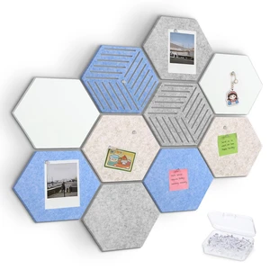 10 Pack Hexagon Cork Board, 12" x 10" Felt Bulletin Board, Pin Boards | Includes 40 Pushpins, Self Adhesive, Cute Notice Boards for Wall Decor Home Office School DIY Display Boards (Blue Theme) 10 Pack Hexagon Cork Board, 12" x 10" Felt Bulletin Board, Pin Boards | Includes 40 Pushpins, Self Adhesive, Cute Notice Boards for Wall Decor Home Office School DIY Display Boards (Blue Theme)
