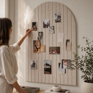 Large Arched Felt Bulletin Board - 6 Customizable Adhesive Tiles with Pins | Stylish 35" X 24" Cork Board Alternative for Office and Wall Decor - Perfect to Display Your Photos Large Arched Felt Bulletin Board - 6 Customizable Adhesive Tiles with Pins | Stylish 35" X 24" Cork Board Alternative for Office and Wall Decor - Perfect to Display Your Photos