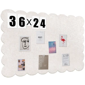 Scalloped Felt Bulletin Cork Board Foldable Beige 36 * 24 Inch | 3' x 2' Trifold, Self Adhesive, Picture Vision Board, Cork Alternative for Wall, Pin Bulletin Decorative for Office Bedroom Scalloped Felt Bulletin Cork Board Foldable Beige 36 * 24 Inch | 3' x 2' Trifold, Self Adhesive, Picture Vision Board, Cork Alternative for Wall, Pin Bulletin Decorative for Office Bedroom