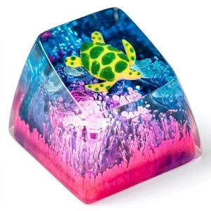 Sea Turtle Pink Blue Coral Reef Artisan Keycap, 1U ESC, R1 SA Profile, Custom Handmade Resin Key Cap for Cherry MX Mechanical Keyboard, Cool Tech Gift for Men, Dad, Gamers and Ocean Lovers Sea Turtle Pink Blue Coral Reef Artisan Keycap, 1U ESC, R1 SA Profile, Custom Handmade Resin Key Cap for Cherry MX Mechanical Keyboard, Cool Tech Gift for Men, Dad, Gamers and Ocean Lovers