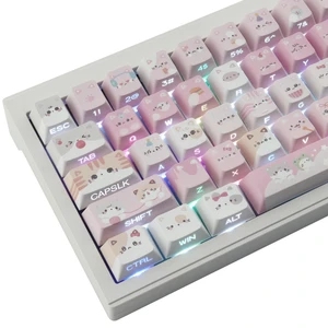 PBT Keycaps - Side Printed Keycap,136 Keys Meow Meow Squad Cat Keycaps | Shine Through Custom Cherry Profile Keyboard Keycaps for Cherry MX Switches Mechanical Keyboards PBT Keycaps - Side Printed Keycap,136 Keys Meow Meow Squad Cat Keycaps | Shine Through Custom Cherry Profile Keyboard Keycaps for Cherry MX Switches Mechanical Keyboards