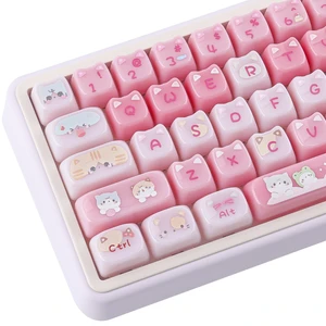 Ceramic Jade Cat Keycaps, 142 Keys Translucent Pink Meow Meow Cute Keycaps | Mao Profile Custom Keycap with Keycap Storage Box for Cherry Gateron MX Switches Mechanical Keyboards Ceramic Jade Cat Keycaps, 142 Keys Translucent Pink Meow Meow Cute Keycaps | Mao Profile Custom Keycap with Keycap Storage Box for Cherry Gateron MX Switches Mechanical Keyboards