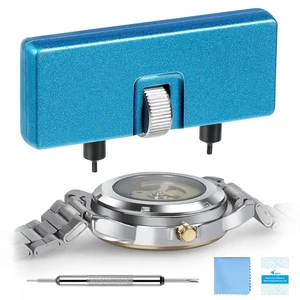 Watch Battery Replacement Kit, Watch Back Remover for Rotate Open Watch Cover, Watch Opening Tool, Watch Strap Removal, Watch Case Opener with Anti-scratch film, Spring Bar, Instruction Manual Watch Battery Replacement Kit, Watch Back Remover for Rotate Open Watch Cover, Watch Opening Tool, Watch Strap Removal, Watch Case Opener with Anti-scratch film, Spring Bar, Instruction Manual