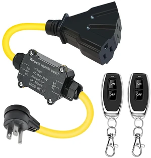 Outdoor Wireless Remote Socket,AC110V-250V 20A & 3-Way Y-Splitter | Heavy Duty Weatherproof Smart Outlet Plug 164FT Range for Lamps,Pumps,Dust Collectors Outdoor Wireless Remote Socket,AC110V-250V 20A & 3-Way Y-Splitter | Heavy Duty Weatherproof Smart Outlet Plug 164FT Range for Lamps,Pumps,Dust Collectors