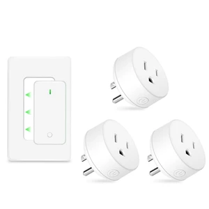 3 Independent Remote Control Outlets with Wireless Wall Switch | 500FT RF Range, Wall Mounted Light Switch with Plugs, 15A/1500W, for Lamps/Lights/Household Appliances, TUV listed 3 Independent Remote Control Outlets with Wireless Wall Switch | 500FT RF Range, Wall Mounted Light Switch with Plugs, 15A/1500W, for Lamps/Lights/Household Appliances, TUV listed