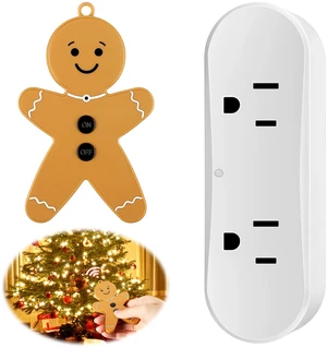 Wireless Remote Control Outlet Switch for Christmas Tree Lights, Gingerbread Man Remote Light Switch Kit for Christmas Tree and Long Range Lighting Control, White (1 Pack) Wireless Remote Control Outlet Switch for Christmas Tree Lights, Gingerbread Man Remote Light Switch Kit for Christmas Tree and Long Range Lighting Control, White (1 Pack)