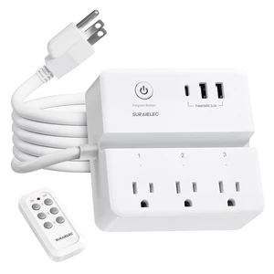 Remote Control Extension Cord, Remote Power Strip, 3 FT Cord | 3 Independent Outlets, USB-C & USB-A, 15A/1875W, 300J Surge Protection, Remote Outlet Switch for Lamps & Christmas Lights Remote Control Extension Cord, Remote Power Strip, 3 FT Cord | 3 Independent Outlets, USB-C & USB-A, 15A/1875W, 300J Surge Protection, Remote Outlet Switch for Lamps & Christmas Lights