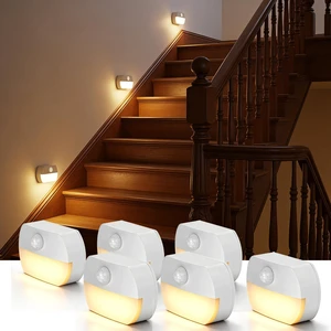 Motion Sensor Step Lights Indoor, Battery Operated Stair Lights | Warm White 3000K, Wireless Stick-On LED Night Lights for Hallway, Bedroom, Under Cabinet, Kitchen, 6 Pack Motion Sensor Step Lights Indoor, Battery Operated Stair Lights | Warm White 3000K, Wireless Stick-On LED Night Lights for Hallway, Bedroom, Under Cabinet, Kitchen, 6 Pack