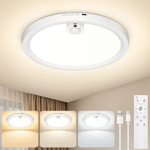 Rechargeable Ceiling Lights Battery Operated with Upgraded LED Panel | 7000mAh Motion Sensor Ceiling with Remote Control, 3CCT Brightness Dimmable 30/60/120s Timer, Magnetic Wireless Installation Rechargeable Ceiling Lights Battery Operated with Upgraded LED Panel | 7000mAh Motion Sensor Ceiling with Remote Control, 3CCT Brightness Dimmable 30/60/120s Timer, Magnetic Wireless Installation