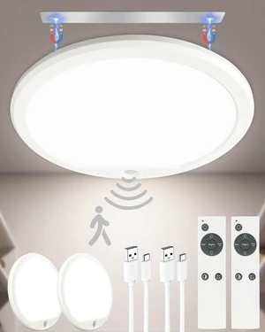 2 Pack Rechargeable Motion Sensor Ceiling Lights for Hallway, Stairs(Round) | Magnetic Mount Dimmable Closet Light with Remote, 7000mAh Battery Operated, 3 Color Modes, Wireless Installation 2 Pack Rechargeable Motion Sensor Ceiling Lights for Hallway, Stairs(Round) | Magnetic Mount Dimmable Closet Light with Remote, 7000mAh Battery Operated, 3 Color Modes, Wireless Installation