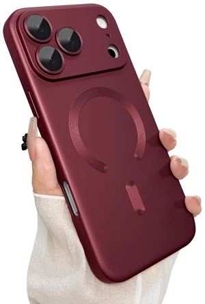 Magnetic for iPhone 17 Pro Case, with Camera Lens Protector, Compatible with Magnetic, Slim Shockproof Bumper Soft Silicone Metallic Luster Phone Case for iPhone 17 Pro, Wine Red Magnetic for iPhone 17 Pro Case, with Camera Lens Protector, Compatible with Magnetic, Slim Shockproof Bumper Soft Silicone Metallic Luster Phone Case for iPhone 17 Pro, Wine Red