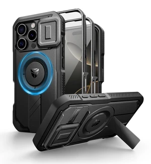 for iPhone 16 Pro Case with Slide Camera Cover & Adjustable Kickstand & Built-in Screen Protector,Compatible with MagSafe Shockproof Bumper Cases Heavy-Duty Magnetic Protective Cover,Black for iPhone 16 Pro Case with Slide Camera Cover & Adjustable Kickstand & Built-in Screen Protector,Compatible with MagSafe Shockproof Bumper Cases Heavy-Duty Magnetic Protective Cover,Black