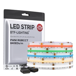 16.4FT RGBCCT COB LED Strip Light, DC24V Color Changing | UL Listed 840LED/m RGB+Tunable White 3000K-6000K 12mm Width Flexible LED Strip for Home Lighting(No Adapter or Controller) 16.4FT RGBCCT COB LED Strip Light, DC24V Color Changing | UL Listed 840LED/m RGB+Tunable White 3000K-6000K 12mm Width Flexible LED Strip for Home Lighting(No Adapter or Controller)
