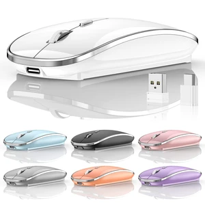 Wireless Mouse, BT5.4/2.4GHz Dual-Mode, Silent Clicks, (White) | Rechargeable with USB-C & USB-A Dual Receiver, Slim Portable, Compatible with PC, Laptop & Mac for Work & Travel Wireless Mouse, BT5.4/2.4GHz Dual-Mode, Silent Clicks, (White) | Rechargeable with USB-C & USB-A Dual Receiver, Slim Portable, Compatible with PC, Laptop & Mac for Work & Travel