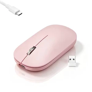 Wireless Bluetooth Mouse, Dual Mode Rechargeable Silent Slim Laptop Mouse,Portable(BT5.2+USB Receiver) Computer Mice,for Laptop,Desktop Computer,ipad Tablet,Phone,TV (Pink) Wireless Bluetooth Mouse, Dual Mode Rechargeable Silent Slim Laptop Mouse,Portable(BT5.2+USB Receiver) Computer Mice,for Laptop,Desktop Computer,ipad Tablet,Phone,TV (Pink)