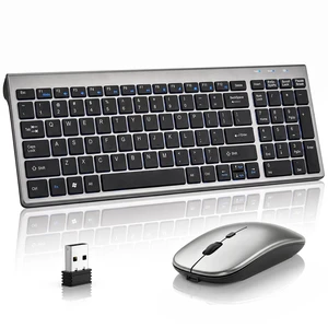 Wireless Keyboard and Mouse Combo, Ultra Slim Switch Scissor, Silent Design Ultra Slim, Low-Profile, Rechargeable Mice Keyboard Set, Auto Sleep, 3 DPI, 2.4G Wireless for Windows/Mac, Business Home Use Wireless Keyboard and Mouse Combo, Ultra Slim Switch Scissor, Silent Design Ultra Slim, Low-Profile, Rechargeable Mice Keyboard Set, Auto Sleep, 3 DPI, 2.4G Wireless for Windows/Mac, Business Home Use