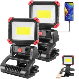 LED Rechargeable Work Light with Clamp, 2Pack 2100LM COB Magnetic Work Light with 3 Light Modes, 270° & 180° Rotation, Waterproof, Perfect for BBQ, Jobsite, Workshop, Car Repairing LED Rechargeable Work Light with Clamp, 2Pack 2100LM COB Magnetic Work Light with 3 Light Modes, 270° & 180° Rotation, Waterproof, Perfect for BBQ, Jobsite, Workshop, Car Repairing