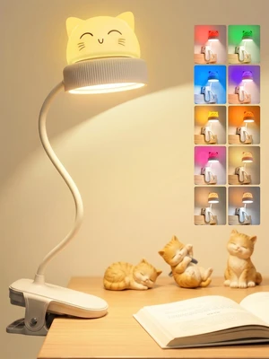 Clip on Light,10 Colors RGB Desk Lamp with Clamp,Cat Night Light for Kids 4000mAh Rechargeable Battery,10 Brightness,Cordless+Portable,Night Lamp for Kids Bedroom,Book Reading,Baby Nursery,Cute Gifts Clip on Light,10 Colors RGB Desk Lamp with Clamp,Cat Night Light for Kids 4000mAh Rechargeable Battery,10 Brightness,Cordless+Portable,Night Lamp for Kids Bedroom,Book Reading,Baby Nursery,Cute Gifts