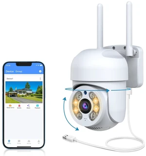 Wireless Outdoor PTZ Security Camera, Home WiFi Video Surveillance Cameras | No Monthly Fees, 2-Way Audio, Color Night Vision, 360° Remote PTZ, Auto Tracking Wireless Outdoor PTZ Security Camera, Home WiFi Video Surveillance Cameras | No Monthly Fees, 2-Way Audio, Color Night Vision, 360° Remote PTZ, Auto Tracking