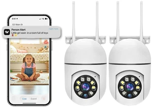 2 Pack Indoor Home Security Camera, Plug-in WiFi, 2.4&5GHz Dual Band, 360° Pan Tilt, Color Night Vision, Two-Way Audio 2 Pack Indoor Home Security Camera, Plug-in WiFi, 2.4&5GHz Dual Band, 360° Pan Tilt, Color Night Vision, Two-Way Audio