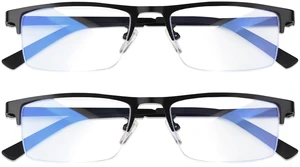 Metal Blue Light Blocking Glasses, Reading/Computer/Games/Phone Glasses | Half Frame Eyeglasses with Spring Hinges, UV Filter Relieve Eyestrain,Anti Glare Blue Light Blocking Glasses(2PCS Black) Metal Blue Light Blocking Glasses, Reading/Computer/Games/Phone Glasses | Half Frame Eyeglasses with Spring Hinges, UV Filter Relieve Eyestrain,Anti Glare Blue Light Blocking Glasses(2PCS Black)