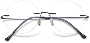 Round Rimless Reading Glasses Anti Blue Light Blocking Readers Women Men Titanium Frameless Eyeglasses Eyewear Black 1.00 Round Rimless Reading Glasses Anti Blue Light Blocking Readers Women Men Titanium Frameless Eyeglasses Eyewear Black 1.00