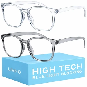 High Tech Blue Light Blocking Computer Glasses | Advanced Blue Light Blocking, Screen Fatigue Protection, UV Protection, Clear + Clear Gray High Tech Blue Light Blocking Computer Glasses | Advanced Blue Light Blocking, Screen Fatigue Protection, UV Protection, Clear + Clear Gray