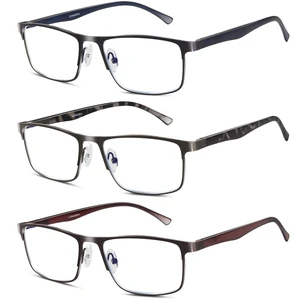 3 Pack Business Blue light Blocking Reading Glasses for Men, 1.5 Metal Readers 3 Pack Business Blue light Blocking Reading Glasses for Men, 1.5 Metal Readers