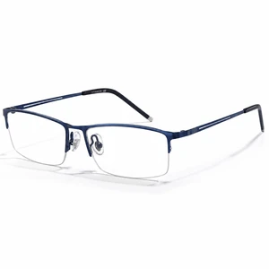 Blue Light Glasses for Men, Semi Rimless Titanium Computer Glasses | Lightweight rectangle blue frame with clear anti-glare lenses, low color distortion and flexible fit for all-day comfort Blue Light Glasses for Men, Semi Rimless Titanium Computer Glasses | Lightweight rectangle blue frame with clear anti-glare lenses, low color distortion and flexible fit for all-day comfort