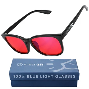 Blue Light Blocking Glasses for Sleep - 100% Red, Black Wayfarer | Eases Migraines, Great for Screens, Gaming & Focus, Comfy Fit Blue Light Blocking Glasses for Sleep - 100% Red, Black Wayfarer | Eases Migraines, Great for Screens, Gaming & Focus, Comfy Fit